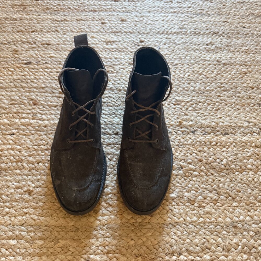 To Boot New York Adam Derrick Men’s Sz 8 Suede Leather Boots Charcoal Brown - Picture 3 of 11